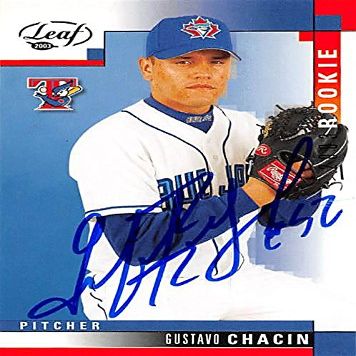 Sports Memorabilia Autograph Warehouse 343764 Gustavo Chacin Autographed Baseball Card - Toronto Blue Jays, FT 2003 Leaf No. 313 Rookie