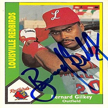 Autograph Warehouse 344278 Bernard Gilkey Autographed Baseball Card - Louisville Redbirds44; Cardinals 1990 CMC Minor League No. 109