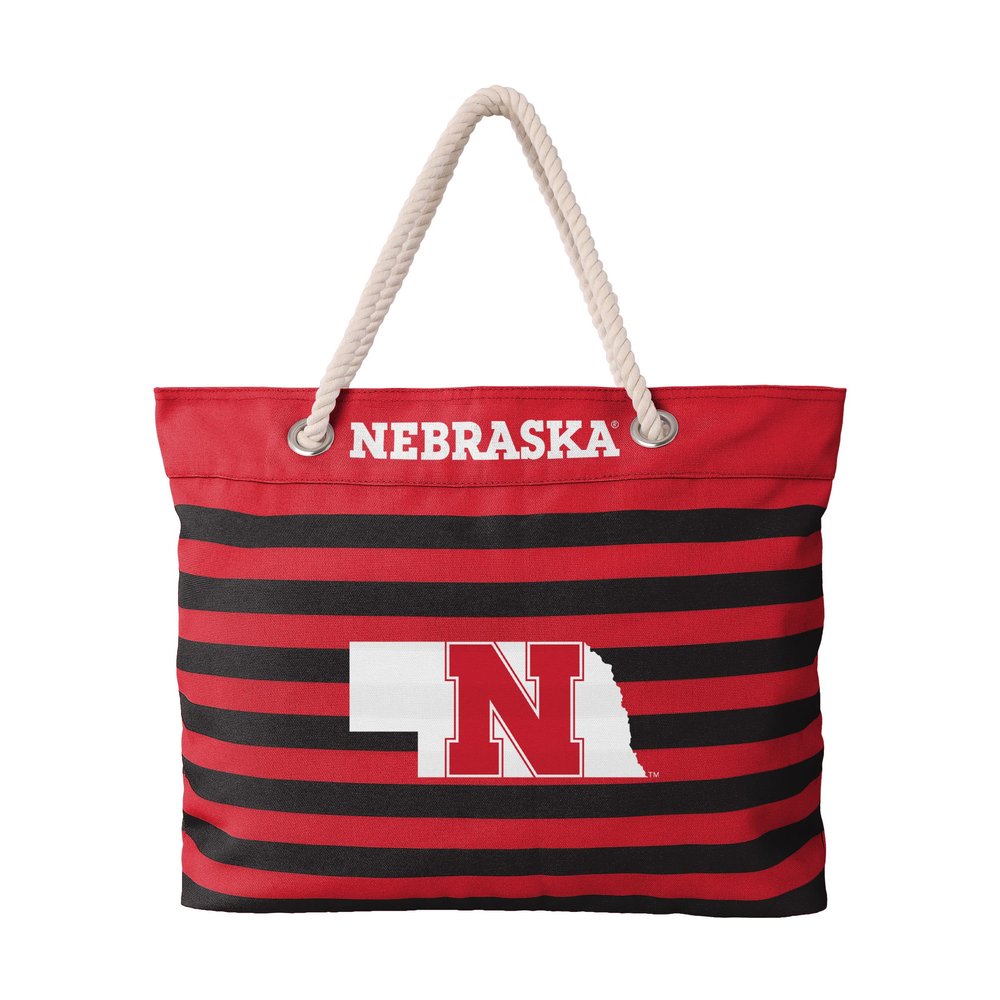 FOCO Nebraska Cornhuskers NCAA Nautical Stripe Tote Bag