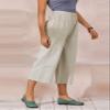 ECUPPER Womens Casual Loose Elastic Waist Cotton Trouser Cropped Wide Leg Pants Natural L, Straight view 2