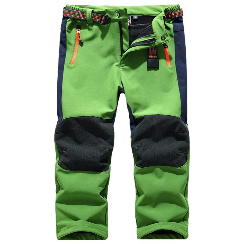 Jessie Kidden Kids Boys Girls Youth Waterproof Windproof Hiking Ski Snow Pants Elastic Waist Warm Insulated Fleece Lined Winter Pants #16010-Green, 4-5Years