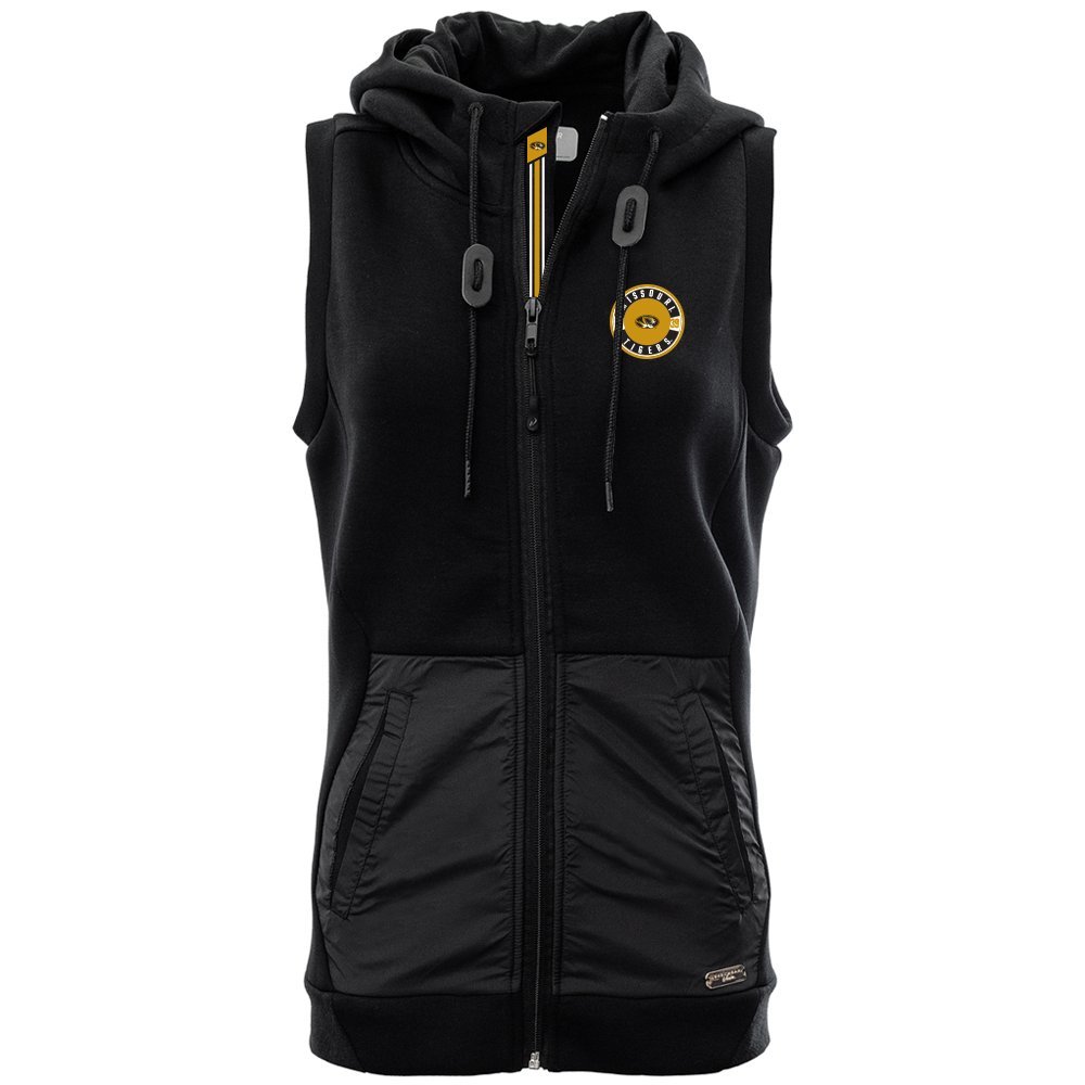 Levelwear LEY9R NCAA Missouri Tigers Women's Iris Banner Stripe Full Zip Hooded Vest, Medium, Black