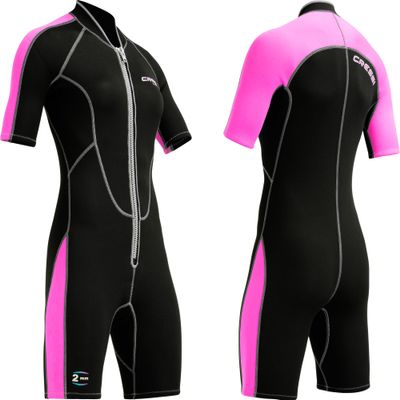 Cressi Lido 2 mm Lady Short Sleeves Short Wetsuits, Black/Pink, 2XL