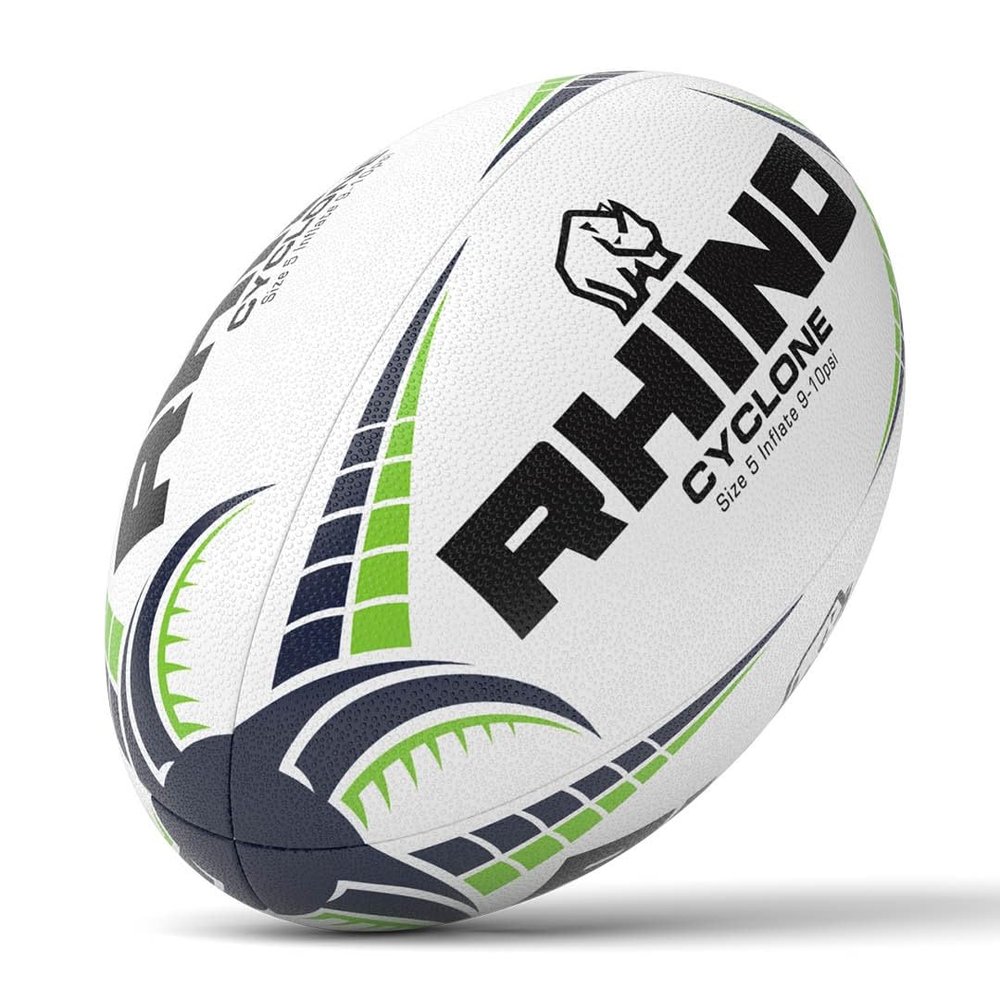 Rhino Cyclone Rugby Ball, White, Size 5