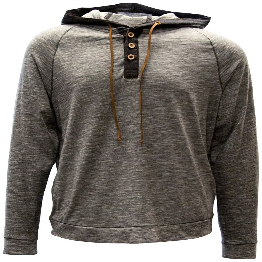 Levelwear LEY9R NHL Boston Bruins Adult Men Cameron Hoody Shield Hooded Henley, Medium, Charcoal