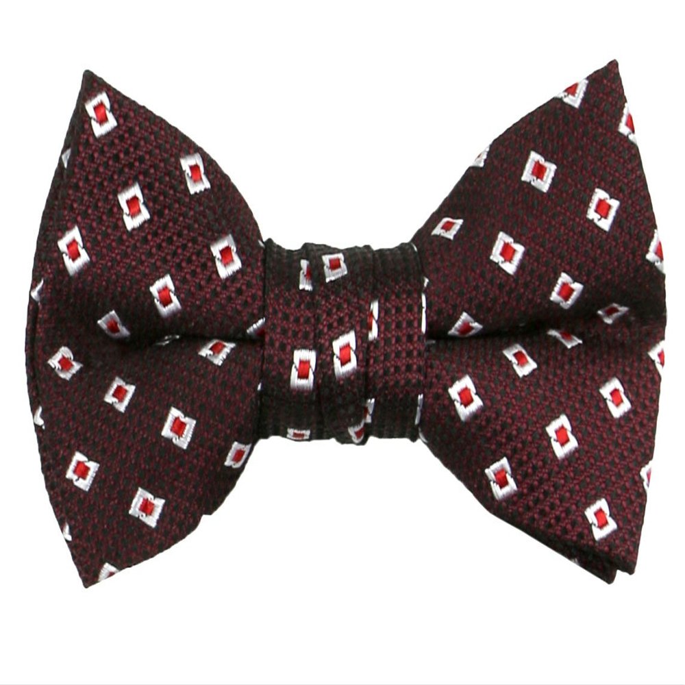 Spring Notion Boys' Pre-tied Woven Bow Tie Medium Burgundy Diamonds