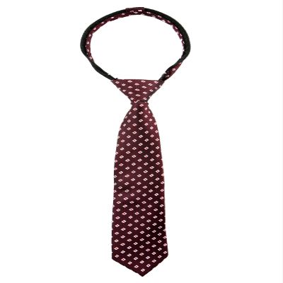 Spring Notion Boys' Pre-tied Woven Zipper Tie Medium Burgundy Diamonds