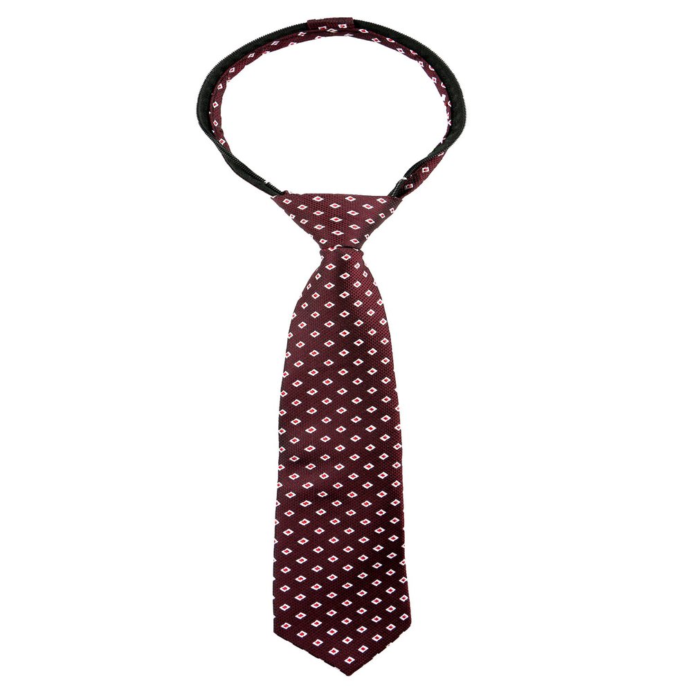 Spring Notion Boys' Pre-tied Woven Zipper Tie Medium Burgundy Diamonds