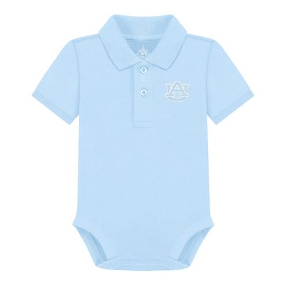 Creative Knitwear College Baby Polo Bodysuit Solid - Auburn Tigers Logo, Light Blue, for Boys & Girls, 12 Months