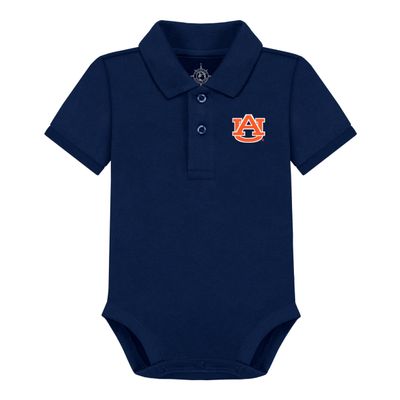 Creative Knitwear College Baby Polo Bodysuit Solid - Auburn Tigers Logo, Navy, for Boys & Girls, 0-3 Months