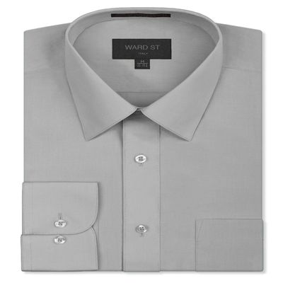 Ward St Men's Regular Fit Dress Shirts, 3XL, 19-19.5N 36/37S, Light Gray
