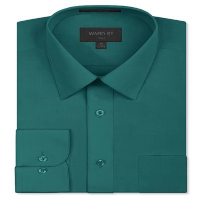 Ward St Men's Regular Fit Dress Shirts, 3XL, 19-19.5N 36/37S, Teal