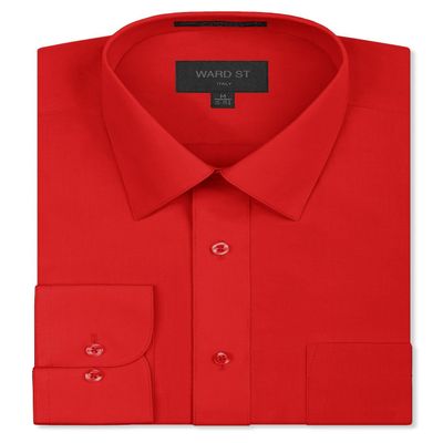 Ward St Men's Regular Fit Dress Shirts, 5XL, 21-21.5N 36/37S, Red