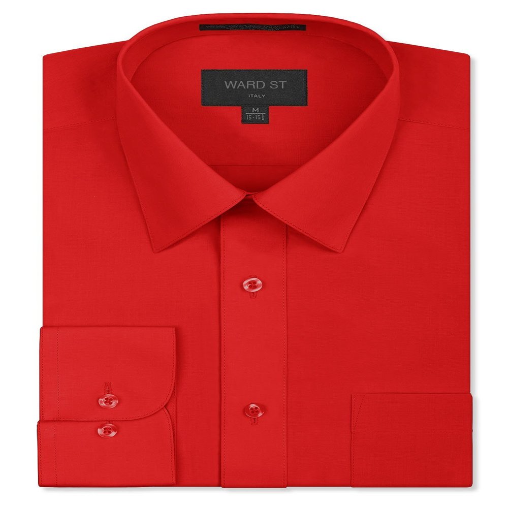 Ward St Men's Regular Fit Dress Shirts, 5XL, 21-21.5N 36/37S, Red