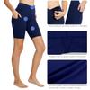 baleaf Biker Shorts Women Yoga Gym Workout Spandex Running Volleyball Tummy Control Compression with Pockets 8" Navy Blue M view 4