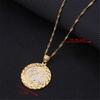 24K Gold Platinum New Islamic Allah Pendant Charms Necklace Religious Muslim Jewelry (Round Two Tone) view 3