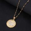 24K Gold Platinum New Islamic Allah Pendant Charms Necklace Religious Muslim Jewelry (Round Two Tone) view 4