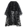 Charmian Women's Steampunk Gothic Irregular Multi-Layer Floral Print Organza High Low Bubble Skirt Black Small view 2