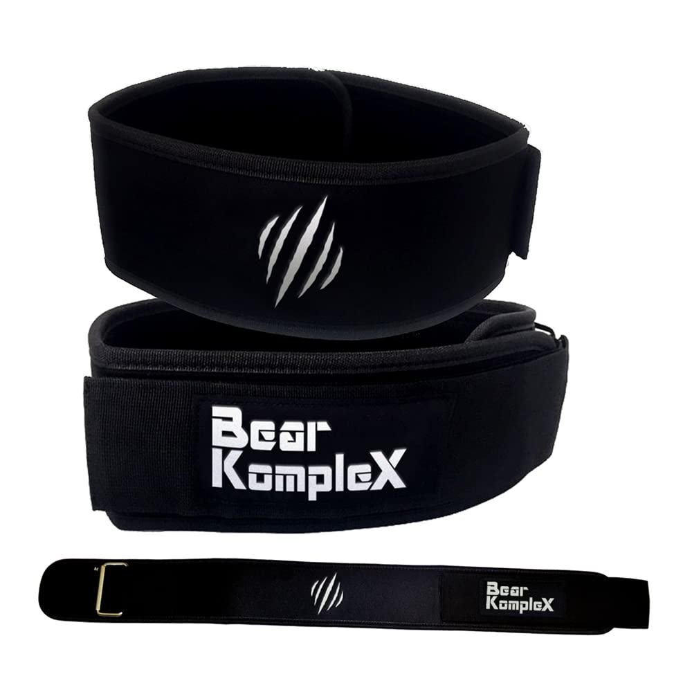 Bear KompleX 4" Straight Weighlifting Belt for Powerlifting, Squats, Weight Training and More. Low Profile with Super Firm Back for Comfort