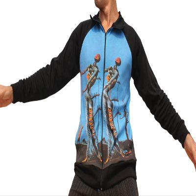 RaanPahMuang Light Weight Zip Jacket Unisex Salvador Dali Monet Gustav Klimt Vincent Van Gogh, Large, Black Sleeve Jacket - Salvador Dali - The Burning Giraffe