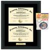 AllGiftFrames Double Certificate Frame University Personalized Document Holder Two Degree Satin Black College Diploma Framing Single Black Matted Dual Engraving Graduation Plaque Gift Graduate view 1