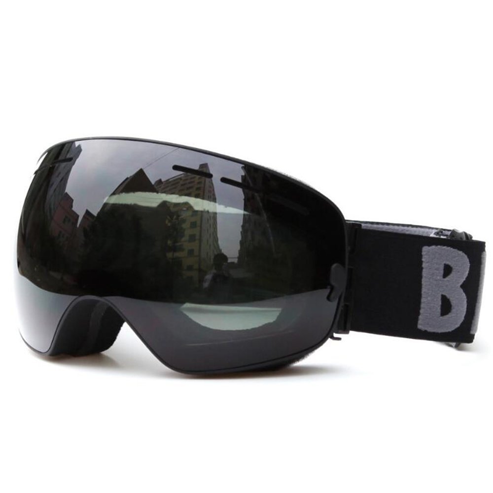 BE Nice Ski Goggles Interchangeable Lens Snow Goggles Anti Fog UV Protection for Men & Women(Black)