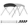 Leader Accessories Light Grey 4 Bow 8'L x 54" H x 91"-96" W Bimini Top Boat Cover Include 4 Straps 2 Rear Support Poles Mounting Hardwares Storage Boot view 1