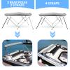 Leader Accessories Light Grey 4 Bow 8'L x 54" H x 91"-96" W Bimini Top Boat Cover Include 4 Straps 2 Rear Support Poles Mounting Hardwares Storage Boot view 2