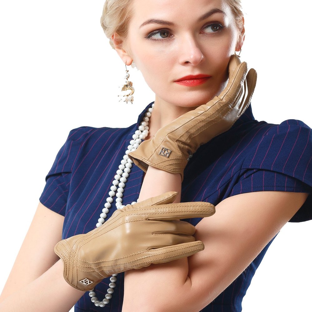 NappaNovum Women's Nappa Leather Gloves Lambskin Gloves Winter Warm Gloves