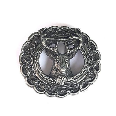 Belt Buckle Unique Scottish Kilt Deer Buck Stag Head Brocade Western Elk Hunter