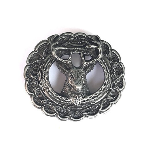 Belt Buckle Unique Scottish Kilt Deer Buck Stag Head Brocade Western Elk Hunter