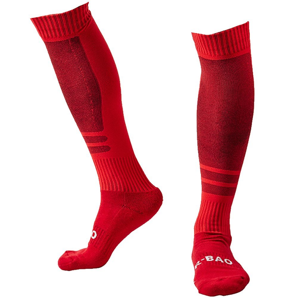 LANSHI Men's Soccer Socks Compression Long Sport High Sock Red Size M US(6-12)