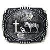 Belt Buckle Vintage Horseman Prayer Horse Cross Christian Western Cowboy Flower view 1