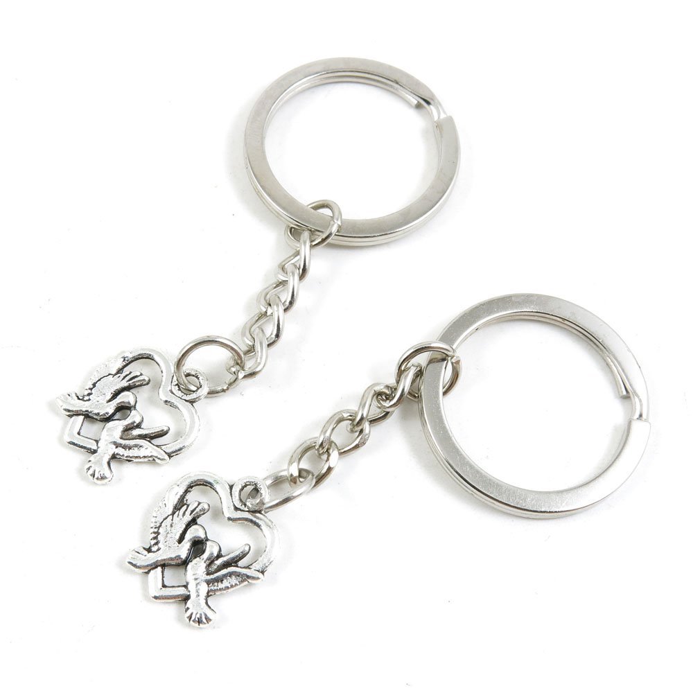 Price per 1 Pieces Key Tag Chain Ring Keyring Keychain O1XS6 Dove Pigeon Love Heart