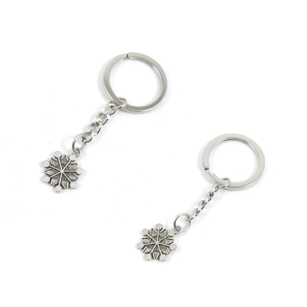 Antique Silver Charms Price per 10 Pieces Key Tag Chain Ring Keyring Keychain Z3IJ6 Snowflake Snow Flake