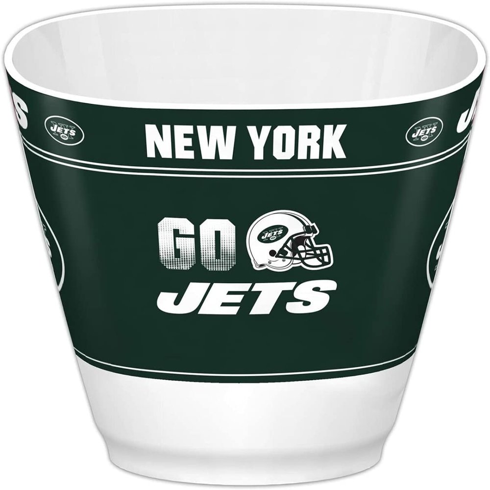 Fremont Die NFL New York Jets Party Snack Bowl, 7.85" Bowl (1 Gallon), White/Team Colors