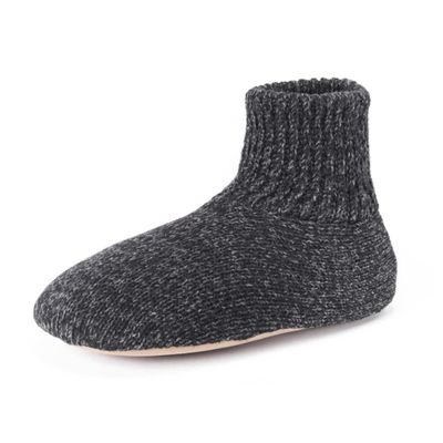 MUK LUKS Men's Morty Ragg Wool Slipper Sock, Black, Small