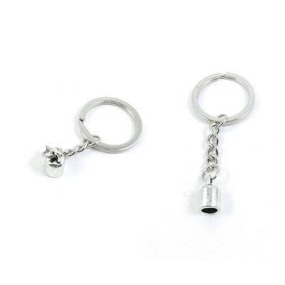 Antique Silver Charms Price per 1 Pieces Key Tag Chain Ring Keyring Keychain J7PF6 Tassel Head Leather Cord End Cap