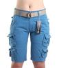 FOURSTEEDS Women's Cotton Loose Fit Multi-Pockets Camouflage Casual Twill Bermuda Cargo Shorts with Belt Blue US 6 view 2