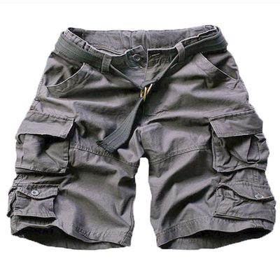 FOURSTEEDS Women's Cotton Loose Fit Multi-Pockets Camouflage Casual Twill Bermuda Cargo Shorts with Belt Dark Grey US 6
