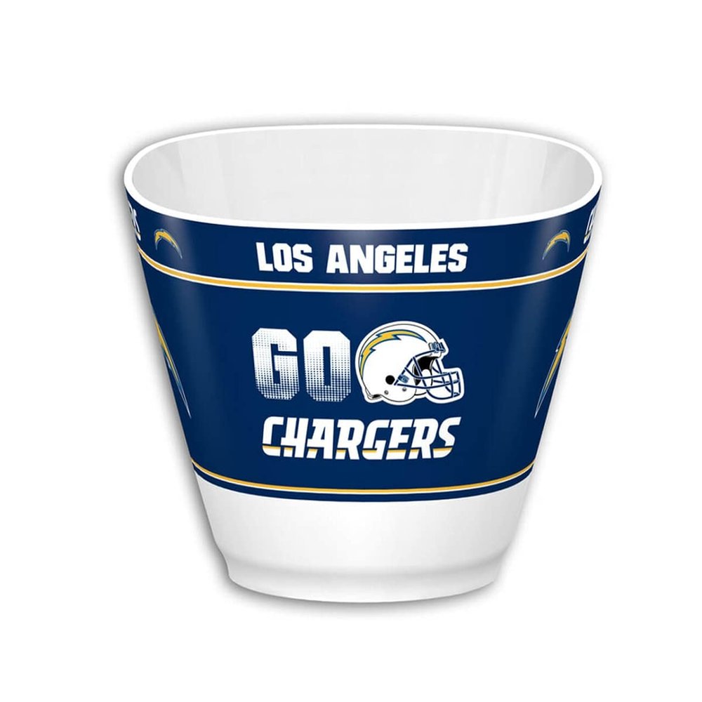 Fremont Die NFL Los Angeles Chargers Party Snack Bowl, 7.85" Bowl (1 Gallon), White/Team Colors