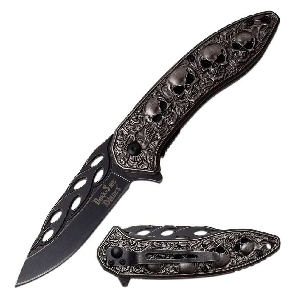 Dark Side Ballistics DSA055SW-BRK Skull Linerlock,Black, 3.5" x 4.6"