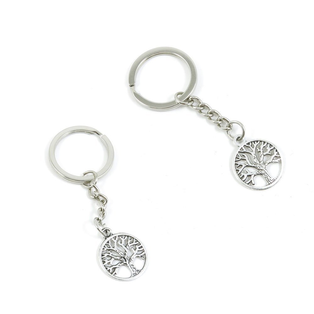 Antique Silver Charms Price per 1 Pieces Key Tag Chain Ring Keyring Keychain J0IB3 Life String Tree Oak