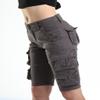 FOURSTEEDS Women's Cotton Loose Fit Multi-Pockets Camouflage Casual Twill Bermuda Cargo Shorts with Belt Dark Grey US 8 view 3