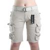 FOURSTEEDS Women's Cotton Loose Fit Multi-Pockets Camouflage Casual Twill Bermuda Cargo Shorts with Belt Light Khaki US 8 view 2