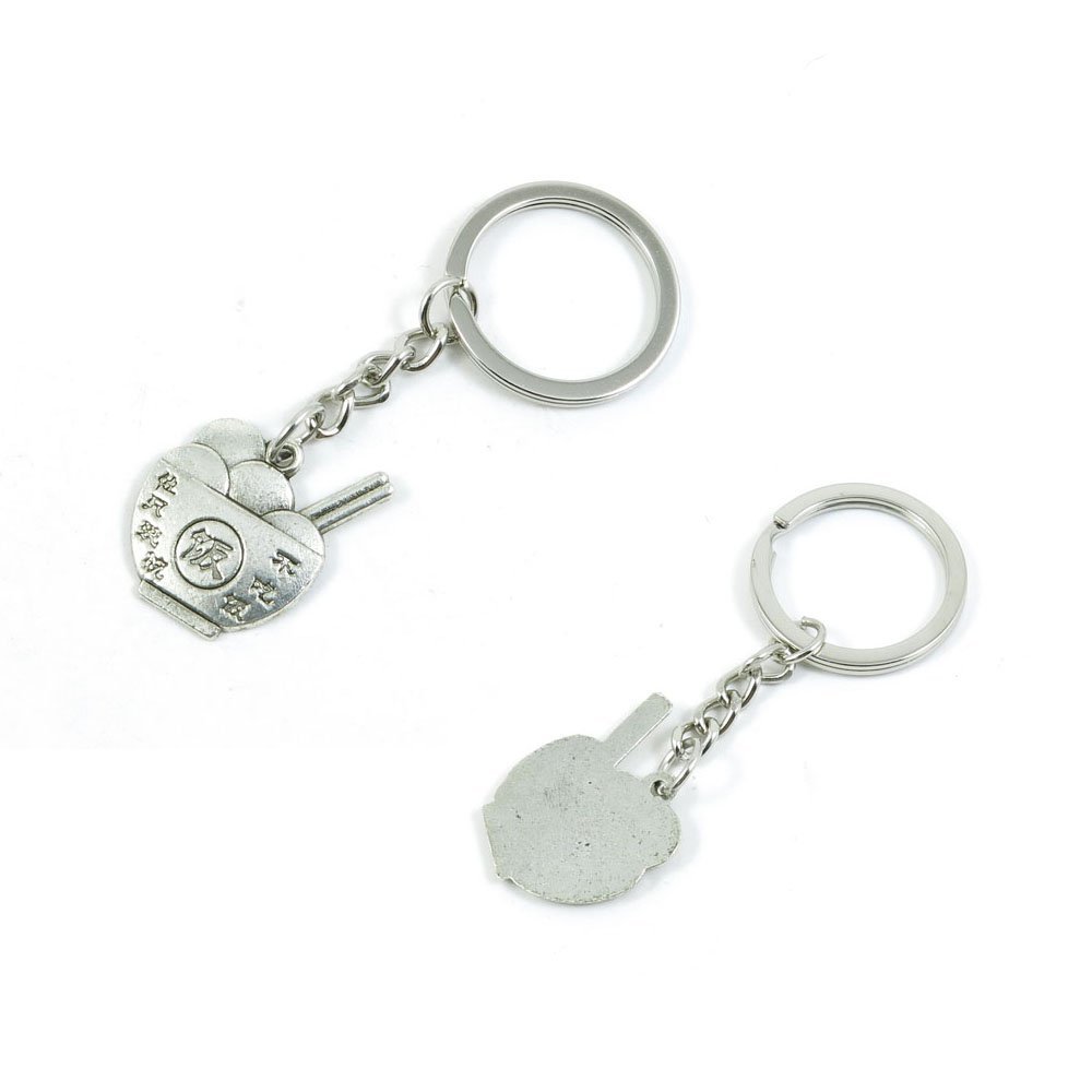 Antique Silver Charms Price per 1 Pieces Key Tag Chain Ring Keyring Keychain G5RJ6 Rice Bowl Only Eat Not Wash