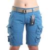 FOURSTEEDS Women's Cotton Loose Fit Multi-Pockets Camouflage Casual Twill Bermuda Cargo Shorts with Belt Blue US 10 view 2