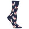 Hot Sox Women's Funny Animal Crew Socks-1 Pair Pack-Cool & Cute Wordplay Novelty Gifts, Llamas (Denim Heather), 4-10 view 1