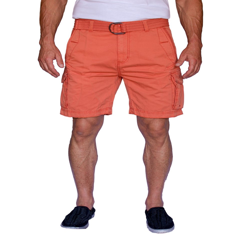 short fin 100% Cotton Cargo Short with a Belt (Rust, Size 42, 8014)