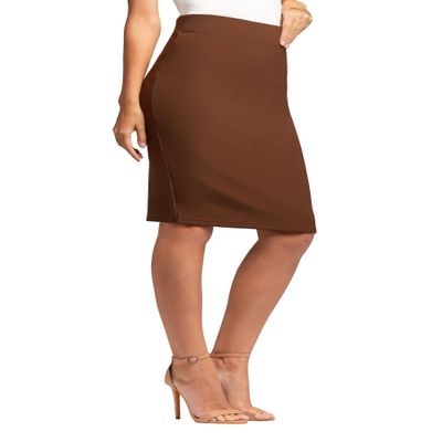 Conceited Skirts for Women - Pencil Skirt - Wear to Work - Midi Length in Regular and Plus Size - Many Colors - Classic Mocha - XX-Large